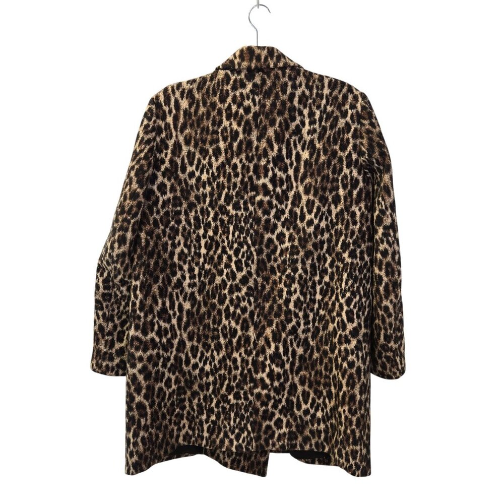 Zara Basic Leopard Print Double Breasted Peacoat … - image 2